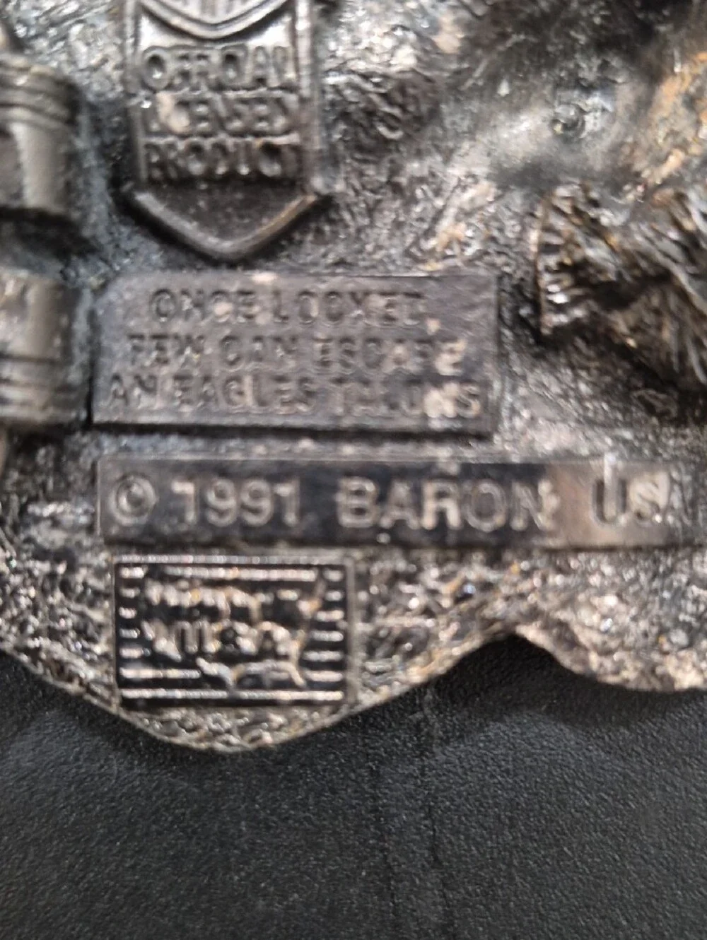 Vintage Harley-Davidson Orange and Silver Claw Logo Belt Buckle